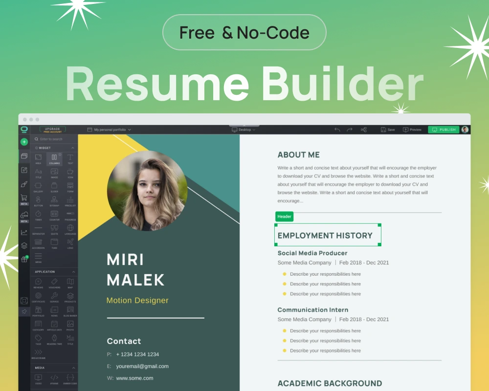 Process of resume creation in BOWWE Resume Builder